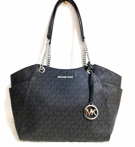 マイケルコース MICHAEL KORS チェーントートバッグ 肩掛け　MK柄 シグネチャー　シルバーチャーム　ブラック系