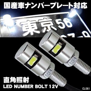 LED M6 ナンバーボルト 汎用 ナンバー灯 ナンバーランプ ライセンスランプ 12V [銀] 2個組 メール便 送料無料/20Б