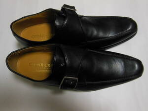  unused goods CEDER CRESTse dark rest men's shoes * single monk strap 25cm original leather black free shipping 