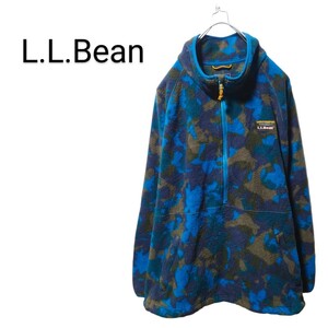 【L.L.Bean】総柄 プルオーバーハーフジップフリースジャケットA-1741