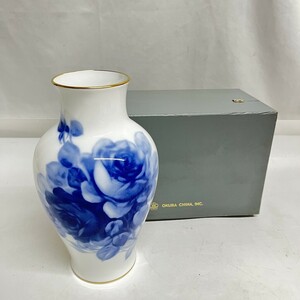 OKURA 大倉陶園 薔薇 バラ 花瓶 フラワーベース 花器 箱付 D0306-24