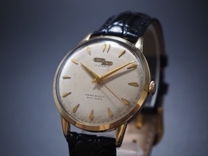 希少　変わり文字盤　シチズン　新本中三針　S中三針　手巻き 　レコード盤状文字盤　CITIZEN　WATCH　1950’s　新品ベルト　稼働点検済み