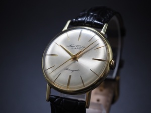 NEW　VENLIES　SWISS製　17石　手巻き　アンティーク腕時計　アンチマグネチック　分解注油済み　稼働品　1960年代頃　新品ベルト付