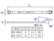 ■KOTO ブレーキブリーダープラグレンチ 10mm 8mm 2本セット 六角 極薄 くびれ SCM 江東産業 BW-0810 送料無料_画像3