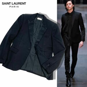 サンプル品 SAINT LAURENT PARIS サンローランパリ 13FW MFW13 V46W タキシード 1B シングル ドレス ジャケット アウター ブラック メンズ