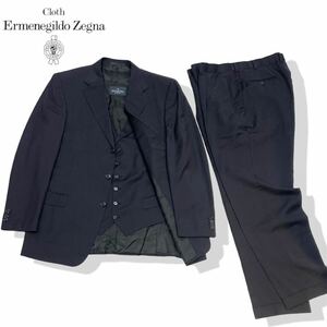 正規 Ermenegildo Zegna エルメネジルド ゼニア カシミヤ混 3P スーツ ピンストライプ テーラードジャケット スラックスパンツ ベスト 56