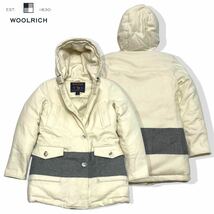 国内正規品 WOOL RICH ウール リッチ ウール フーデット ダウンジャケット ジップアップ ブルゾン XS アイボリー レディース_画像1