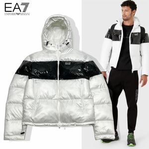 正規品 EA7 EMPORIO ARMANI エンポリオアルマーニ 6LPB10 PNSZZ ナイロン 中綿 ジャケット ジップアップ ブルゾン ロゴ M ホワイト