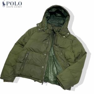 国内正規品 POLO RALPH LAUREN ポロ ラルフローレン 7185984SPPJ ナイロン ダウンジャケット ジップアップ ブルゾン カーキ XL メンズ