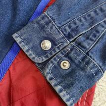 【希少デザイン 美品】トミージーンズ TOMMY JEANS デニム ジャケット XLサイズ相当 切替 ジップ キルティング インディゴブルー メンズ_画像7