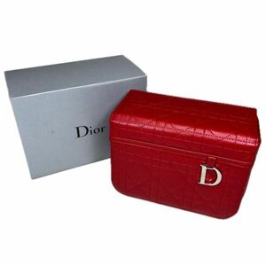 未使用保管品 Christian Dior クリスチャン ディオール バニティバッグ 化粧ポーチ レッド 箱付