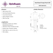 LED 発光ダイオード 5mm 砲弾型 Orange Peach OptoSupply 30mA 15deg OSCG4L5111A 20個_画像4