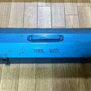 昭和レトロ・ツールボックス・工具箱 ★TOOLBOX・スチール製（サイズ45×15:高10) 道具箱 昭和レトロ インテリア