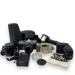 【ITDJO5RL0CWP】MINOLTA SR-7 KYOCERA LYNX120 カメラセット レンズ PANASONIC コンパクトラジオ Nikon スピードライト まとめ売り