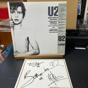U2 サイン色紙付き【New Year's Day】Polystar 18S-183 LP 帯付 ミニアルバム Rock 1983