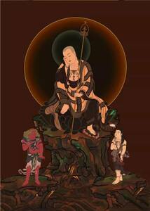 Art hand Auction البوذية التبتية جيزو بوديساتفا A3 الحجم: 297 × 420 مم ماندالا, عمل فني, تلوين, آحرون