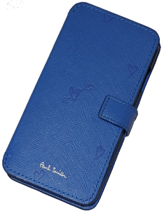 ポールスミス Paul Smith iPhone アイフォン ケース 手帳型 ブルー スミシー ハート 2 型押し iPhone7 8 対応 レディース 婦人 PWD796-30 S65577