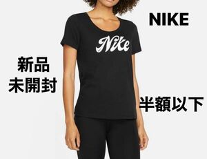 NIKE(ナイキ) 半袖TシャツDri-FIT スクリプト レディース フィットネス/トレーニング　ブラック　Sサイズ