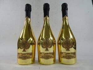 45/Ω020★シャンパン3本セット★ARMAND DE BRIGNAC（アルマンドブリニャック） ブリュット ゴールド★750ml 12.5%★未開栓品・箱なし