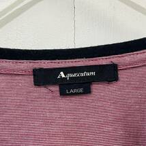 Aquascutum Vネックカットソー ヘンリーネック 半袖Tシャツ 刺繍ロゴ 総柄 ボーダー柄 アクアスキュータム【レターパックライト郵送可】K_画像9