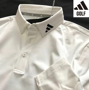 新品 【メンズL】白 アディダスゴルフ 裏起毛 ボタンダウン ポロシャツ 長袖 adidas GOLF ゴルフウェア 高品質生地