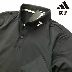 ▲B175新品 【メンズXXL(XO)】黒 アディダスゴルフ 裏起毛 ボタンダウン ポロシャツ 長袖 adidas GOLF ゴルフウェア 高品質生地