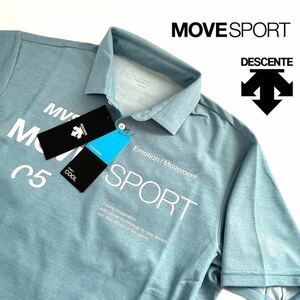 新品【メンズXL(O)】青 ゴルフ DESCENTE MOVE SPORT デサントムーヴスポーツ SUNSCREEN COOL 吸汗速乾 ポロシャツ高品質 さらさら