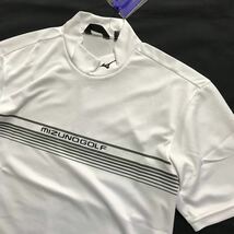 □z037新品【メンズXXL】白 【MIZUNO GOLF】ミズノゴルフ 吸汗速乾DRY 襟ロゴ モックシャツ 半袖 高品質 一枚で着用 ハイネック_画像7