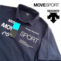 □z061新品【メンズM】紺 DMMVJA74 ゴルフ DESCENTE MOVE SPORT デサントムーヴスポーツ SUNSCREEN COOL 吸汗速乾 ポロシャツ_画像1