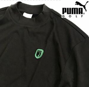 ◎096新品【メンズL】黒 プーマ PUMA ゴルフにオススメ コットン 軽量 半袖 Tシャツ モックネック 【コットン100%】 着心地抜群