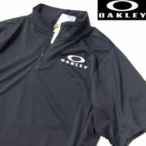 ▼S005新品 正規品【日本Lサイズ】紺ネイビー オークリー（OAKLEY）Enhance 半袖 ゴルフ モックネック ハーフジップ ポロ