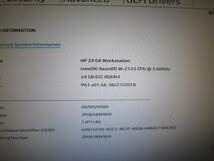 802★HP Z4 G4 WorkStation Xeon Xeon W2123 HDD/無 メモリ/24GB グラフィックボード搭載　BIOS確認_画像2