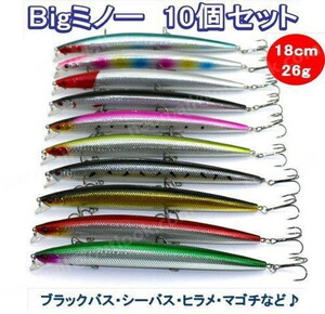 ビッグミノー 10種10個セット 18cm 26g 青物 ヒラメ シーバス