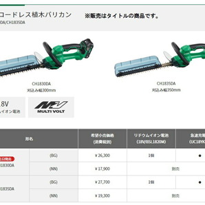 HiKOKI コードレス植木バリカン CH1830DA(NN) 本体のみ 刈込幅300mm 18V対応 ハイコーキ 日立 セット品バラシの画像2