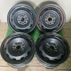 鉄ホイール 14インチ 14×6J OFF;+45 PCD;100-5H ハブ径;約54mm 傷あり、サビあり 4本 