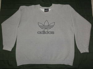 女性着用 古着 90s USA製 adidas アディダス スウェット トレーナー メンズL 灰色 グレー シルバー ヴィンテージ アメカジ NIKE