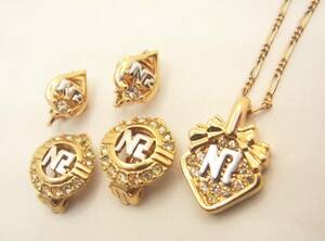 ■NINARICCI☆ニナリッチ☆ネックレス＆イヤリング☆3点まとめて☆キラキラ☆☆ラインストーンレディース☆アクセサリー☆管30662039