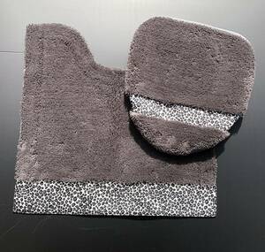  leopard print toilet mat cover cover set ( gray ) new goods [ made in Japan ]