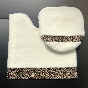  leopard print toilet mat cover cover set ( white ) new goods [ made in Japan ]