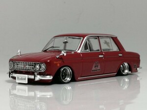 1/43 MMP NISSAN BLUEBIRD 410 (1964）改 アルミ 深リム ローダウン 改造 410 Mooneyes デカール カスタム 