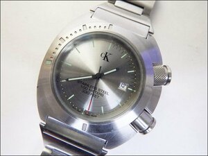 美品 Calvin Klein/カルバン・クレイン◆K12101/メンズ腕時計◆デイト シルバー文字盤 SS ビッグフェイス 本体のみ