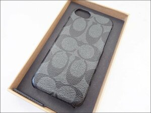 美品 COACH/コーチ◆iPhone8用ケース/シグネチャー柄◆スマホケース iPhone7/8/SE グレー 箱付