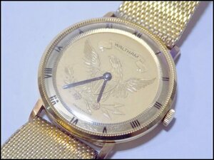 稼働品 WALTHAM/ウォルサム イーグルコインウォッチ 手巻き 1585 メンズ 腕時計 アンティーク ヴィンテージ 中古 USED ゴールド 14K GP