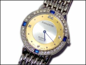 稼働品 PERVALENTINO ペレバレンチノ GOLD 999.9 青石 メンズ 腕時計 中古 25周年記念 クォーツ