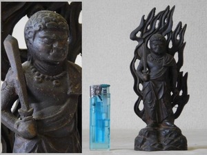 時代【小振り 銅 仁王像】古銅 無垢 立像 仏像 仏教美術