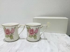 A1366 Noritake ノリタケ FineChina マグカップ 薔薇柄 2客セット 未使用