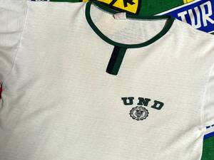 ☆雰囲気◎な染み込みプリントの1枚☆Made in USA製アメリカ製ChampionチャンピオンビンテージリンガーTシャツ60s60年代ランタグチョコチン