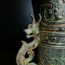 ▽鴻▽ 戦 青銅製 鳳杯 置物 古賞物 中国古玩 中国古美術_画像3