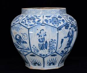 ▽鴻▽ 元 青花 八仙紋罐 古陶瓷品 置物 古賞物 中国古玩 中国古美術