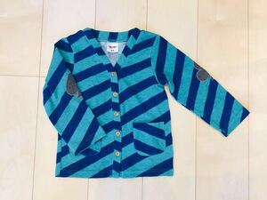 [ beautiful goods ]110 coby coby baby pretty! mint blue stripe cardigan man and woman use alphabet button attaching Spade Club 